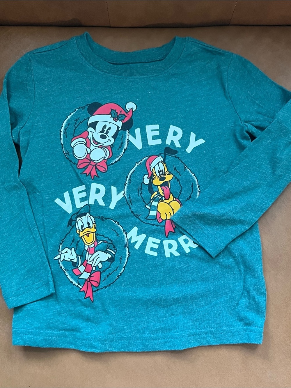 Disney Jumping Beans Boys Green Mickey Mouse Christmas Holiday Tee Shirt Sz 4T